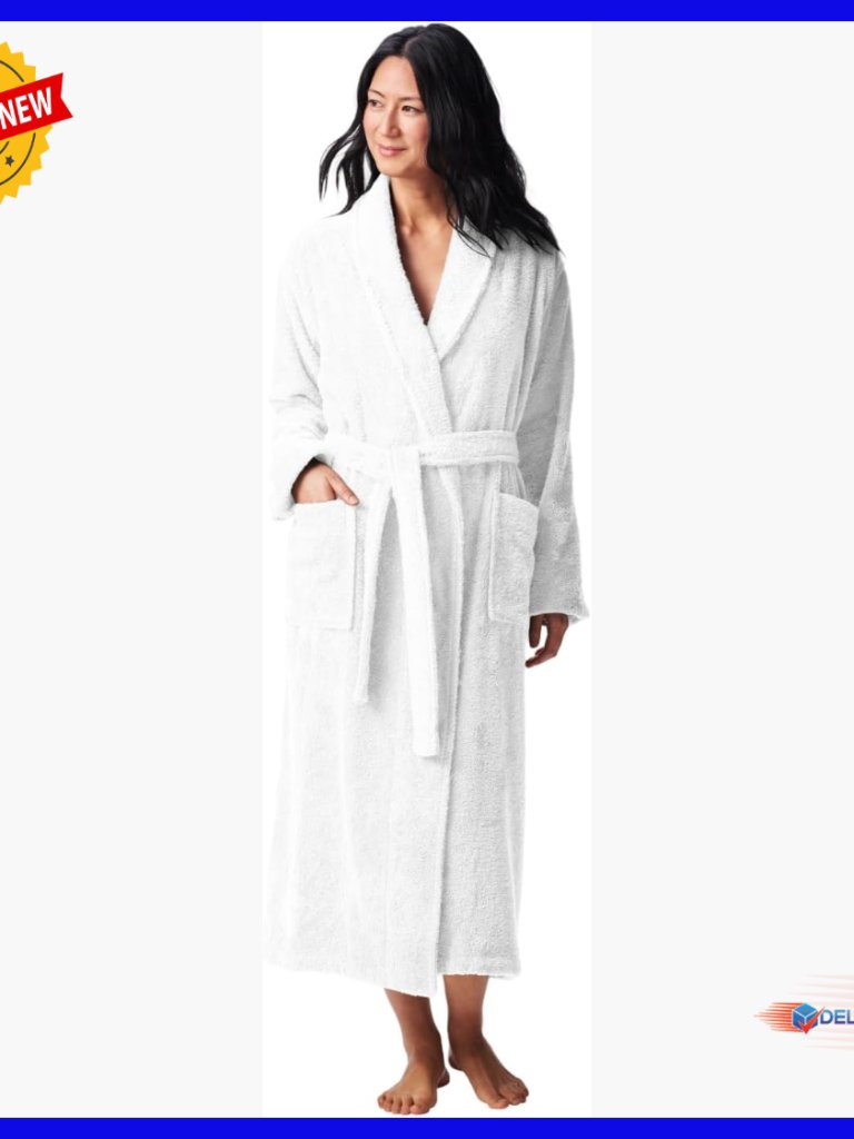 Organic Cotton Unisex Robe Relaxed Fit Long Sleeves Banded Collar